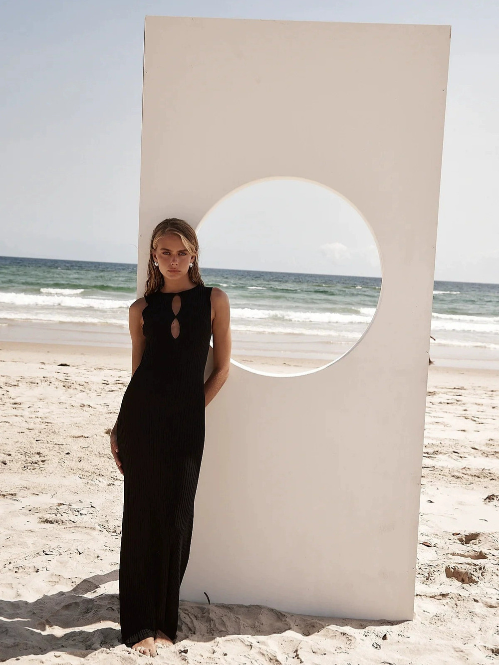 Zara Knit Sleeveless Cutout Maxi Dress